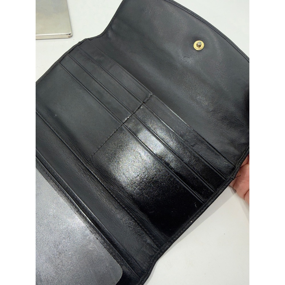 Coach New York Vintage Black Leather Long Bi-Fold Wallet with ID Window - Picture 5 of 11